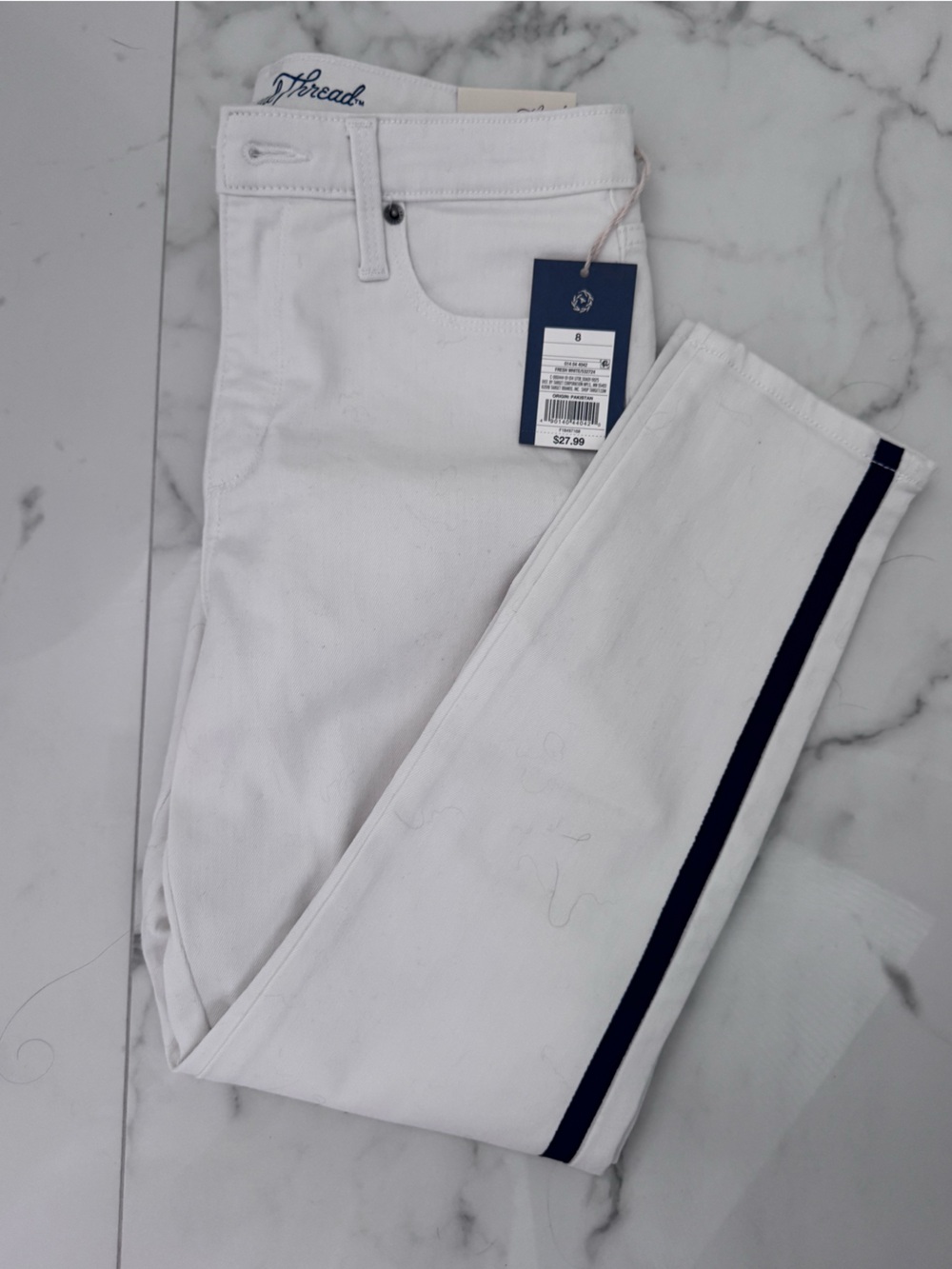 Universal Thread NWT White jeans with Navy Stripe